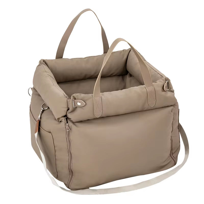 Dropshipping Luxury Faux Leather Dog Car Seat Booster Bed Pet Car Seat Bed with Safety Buckle Luxury Dog Beds Pet Car Seat