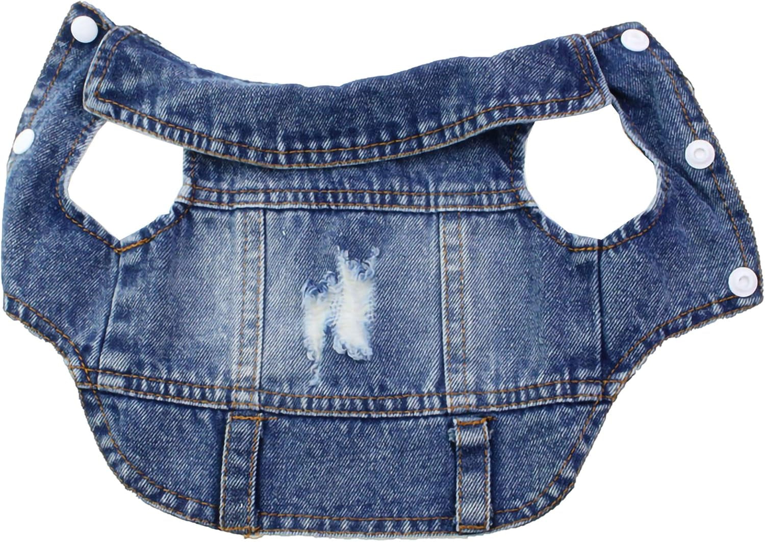 Vintage Washed Denim Dog Jeans Jacket - Cool Puppy Lapel Vests for Small & Medium Dogs & Cats