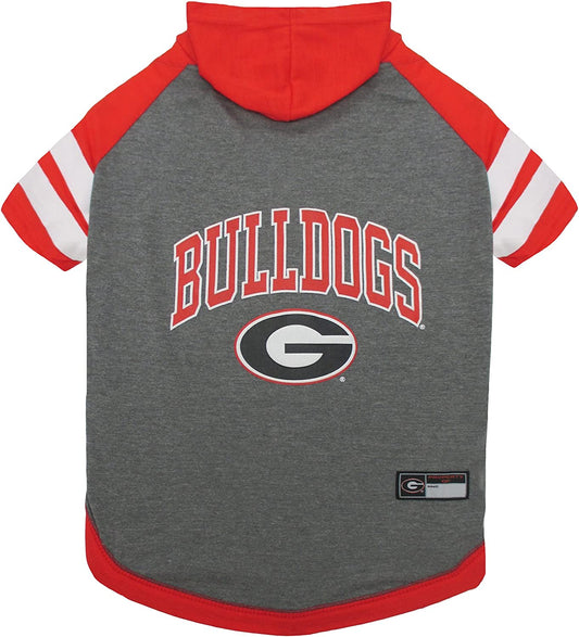 NCAA Georgia Bulldogs Hoodie for Dogs & Cats, Medium. | Collegiate Licensed Dog Hoody Tee Shirt | Sports Hoody T-Shirt for Pets | College Sporty Dog Hoodie Shirt