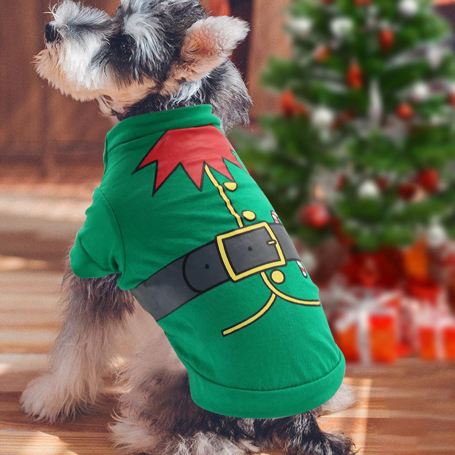 2 Pack Christmas Dog Shirts - Printed Puppy Shirt Pet T-Shirt Cute Dog Clothing for Small Dogs and Cats Christmas Cosplay Pet Apparel L