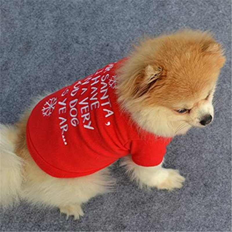Christmas Dog Clothes Printed Puppy Shirts Pet Santa Costume Holiday Dog Outfits Breathable Pet Apparels for Dogs Cats Pets Halloween Christmas Holiday Cosplay(Dear Santa,S)