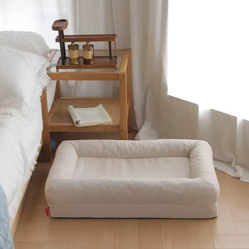 Orthopedic Memory Foam Dog Bed Velvet Pet Mat Thick Warm Breathable Waterproof Non-Slip Removable Cover Featuring Animal Pattern