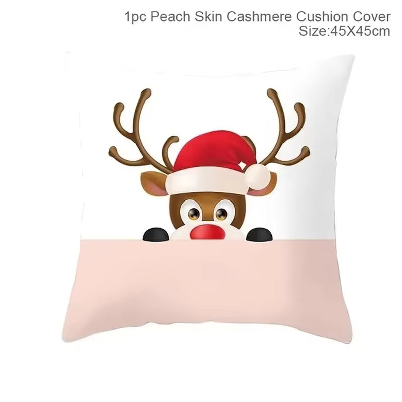 45Cm Christmas Cushion Cover Pillowcase 2025 Christmas Decorations for Home Ornament Xmas New Year Christmas Decor 2026 Noel