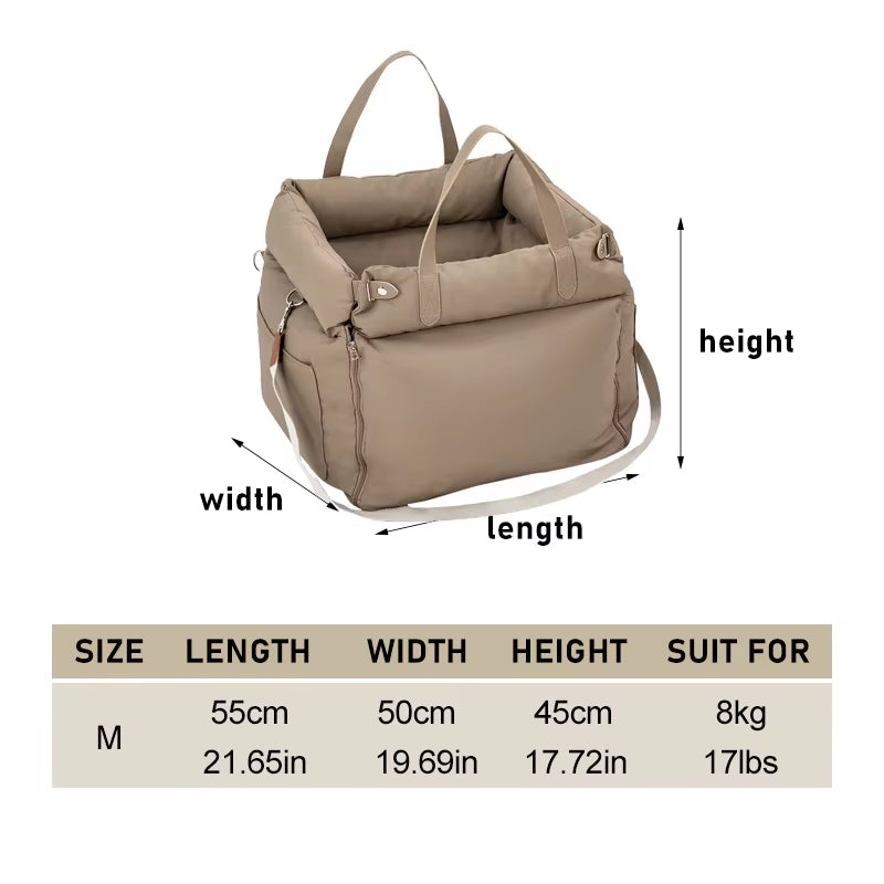 Dropshipping Luxury Faux Leather Dog Car Seat Booster Bed Pet Car Seat Bed with Safety Buckle Luxury Dog Beds Pet Car Seat