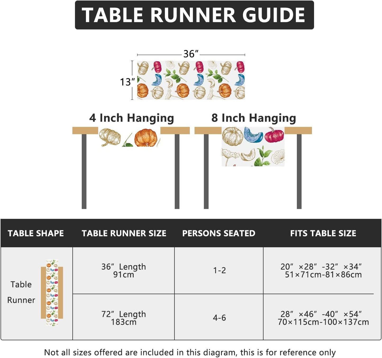 Thanksgiving Runner for Table, Thanksgiving Table Runner Blue Pumpkin Decor Thanksgiving Table Decor for Kitchen Dining Indoor Outdoor Activities (13" X 36")