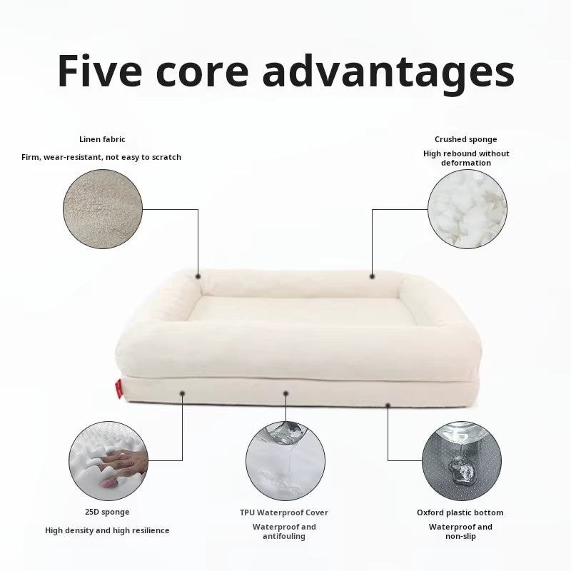 Orthopedic Memory Foam Dog Bed Velvet Pet Mat Thick Warm Breathable Waterproof Non-Slip Removable Cover Featuring Animal Pattern