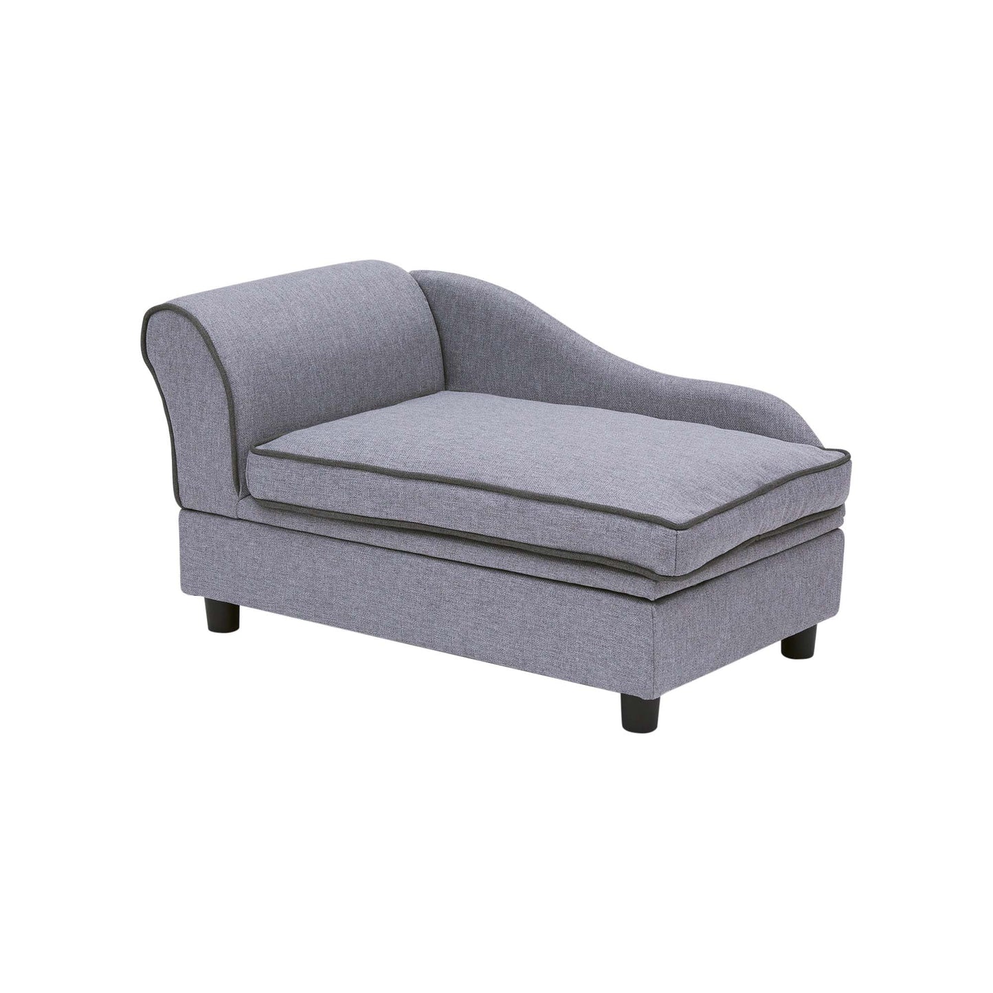 Ivan Chaise Lounge Dog Bed with Storage for Pets up to 66 Lbs, Gray