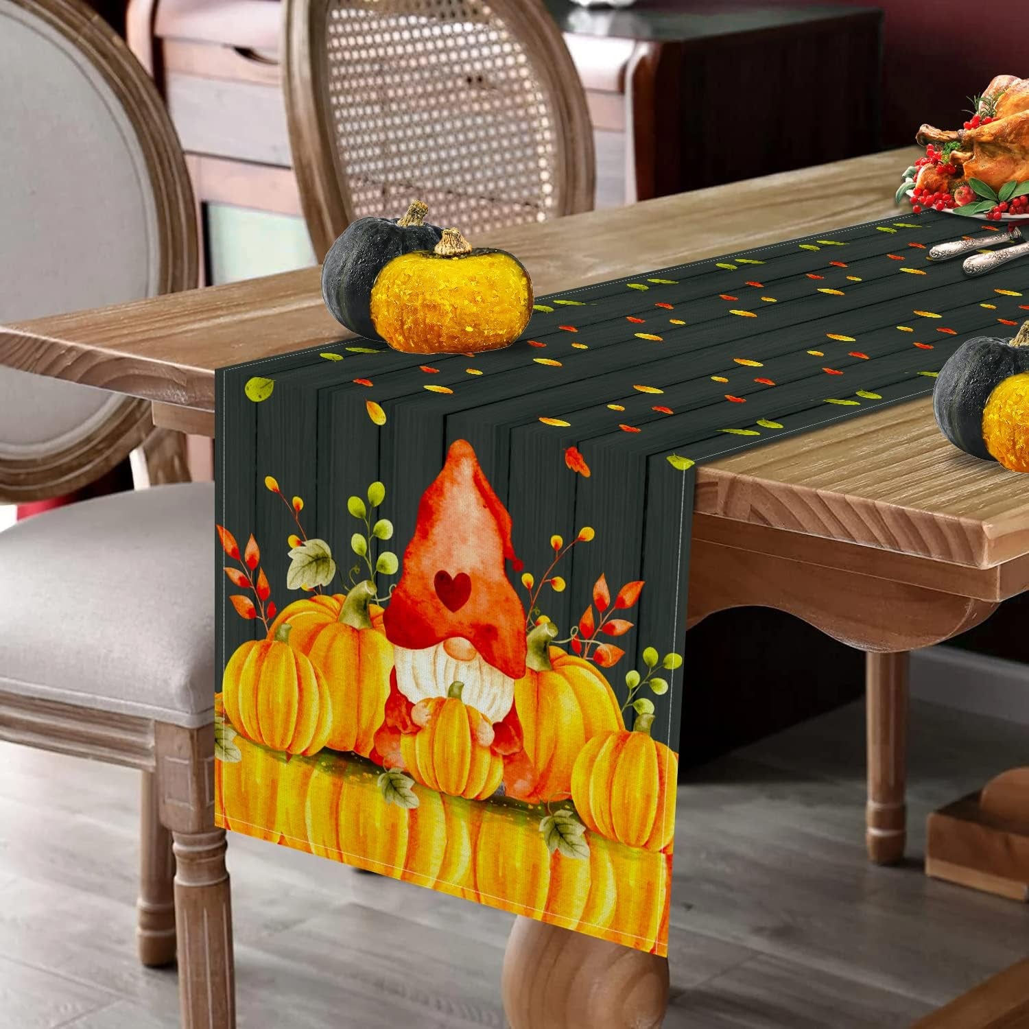 Thanksgiving Table Runner, Fall Table Runner Thanksgiving Decorations Gnome Pumpkin Thanksgiving Table Decorations for Indoor Outdoor Thanksgiving Party Dining Table Decor (13" X 90")