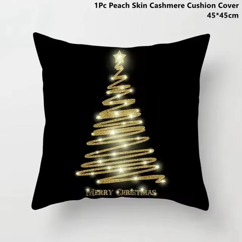 45Cm Christmas Cushion Cover Pillowcase 2025 Christmas Decorations for Home Ornament Xmas New Year Christmas Decor 2026 Noel