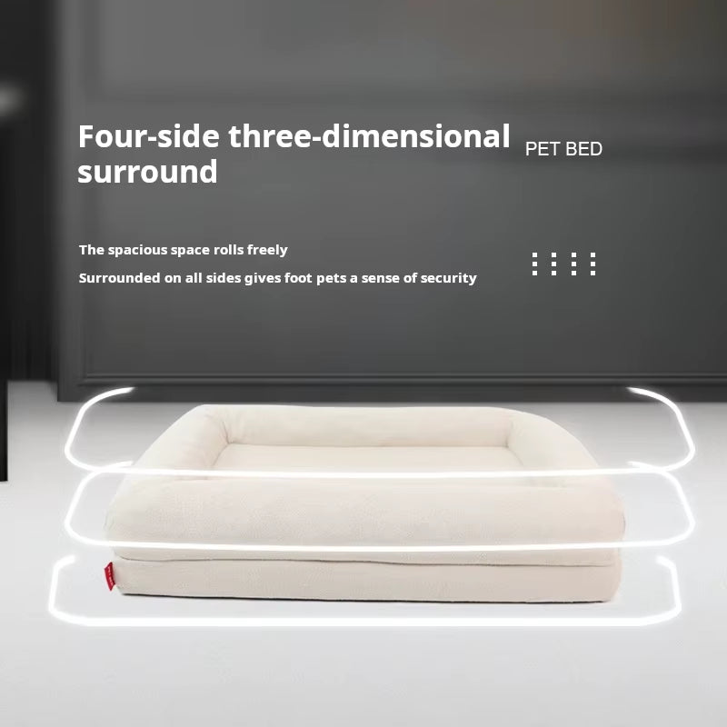 Orthopedic Memory Foam Dog Bed Velvet Pet Mat Thick Warm Breathable Waterproof Non-Slip Removable Cover Featuring Animal Pattern