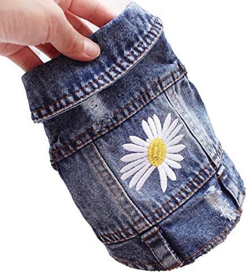 Vintage Washed Denim Dog Jeans Jacket - Cool Puppy Lapel Vests for Small & Medium Dogs & Cats