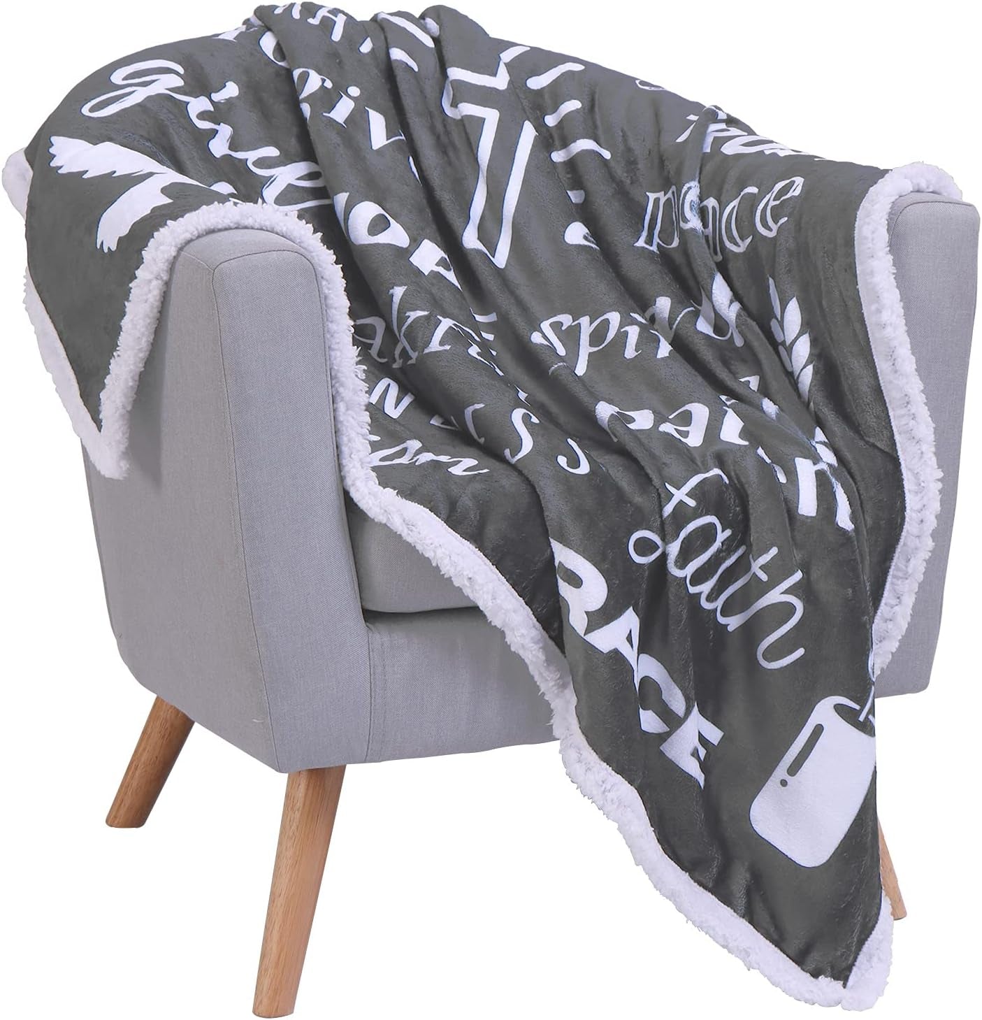 Christian Blanket Religious Gifts for Women - Men, Pastor, Wife, Friends, Family, Teens. Thoughtful Positive Uplifting Caring, Hope, Faith Blanket Gifts for Christmas, Birthday (Gray, Sherpa)