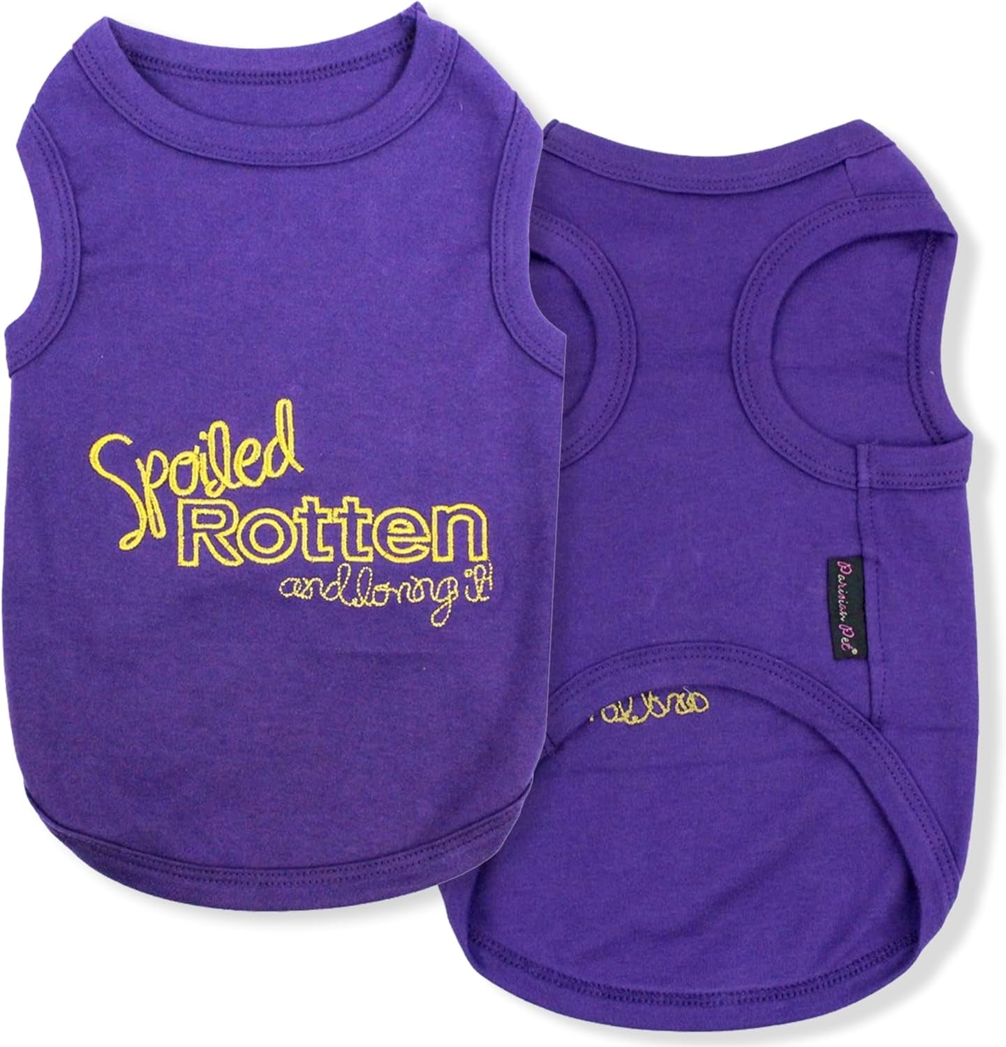 Dog T-Shirt - Embroidered Spoiled Rotten Dog Clothes - 100% Cotton, Sleeveless Pet Vest - Machine Washable Shirt for Large Dogs L