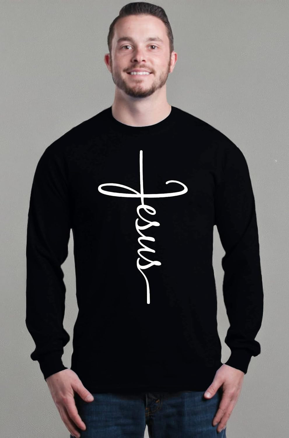 Jesus Cross Script Long Sleeve Shirt