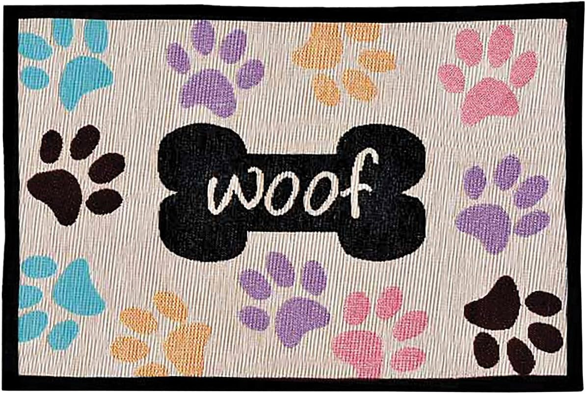 Bella Fashion Mat for Dogs, Woof with Multi Paws (7576)