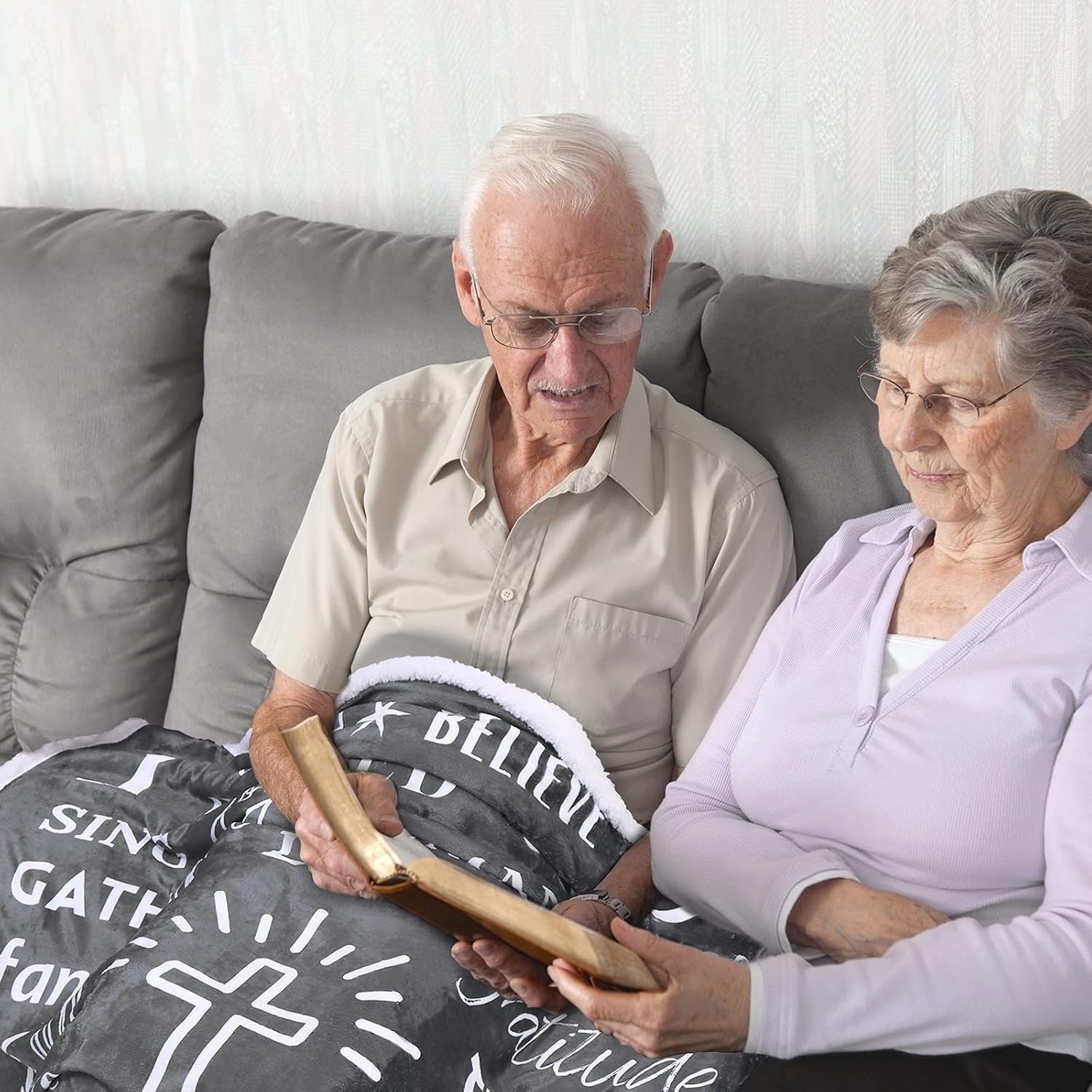 Christian Blanket Religious Gifts for Women - Men, Pastor, Wife, Friends, Family, Teens. Thoughtful Positive Uplifting Caring, Hope, Faith Blanket Gifts for Christmas, Birthday (Gray, Sherpa)