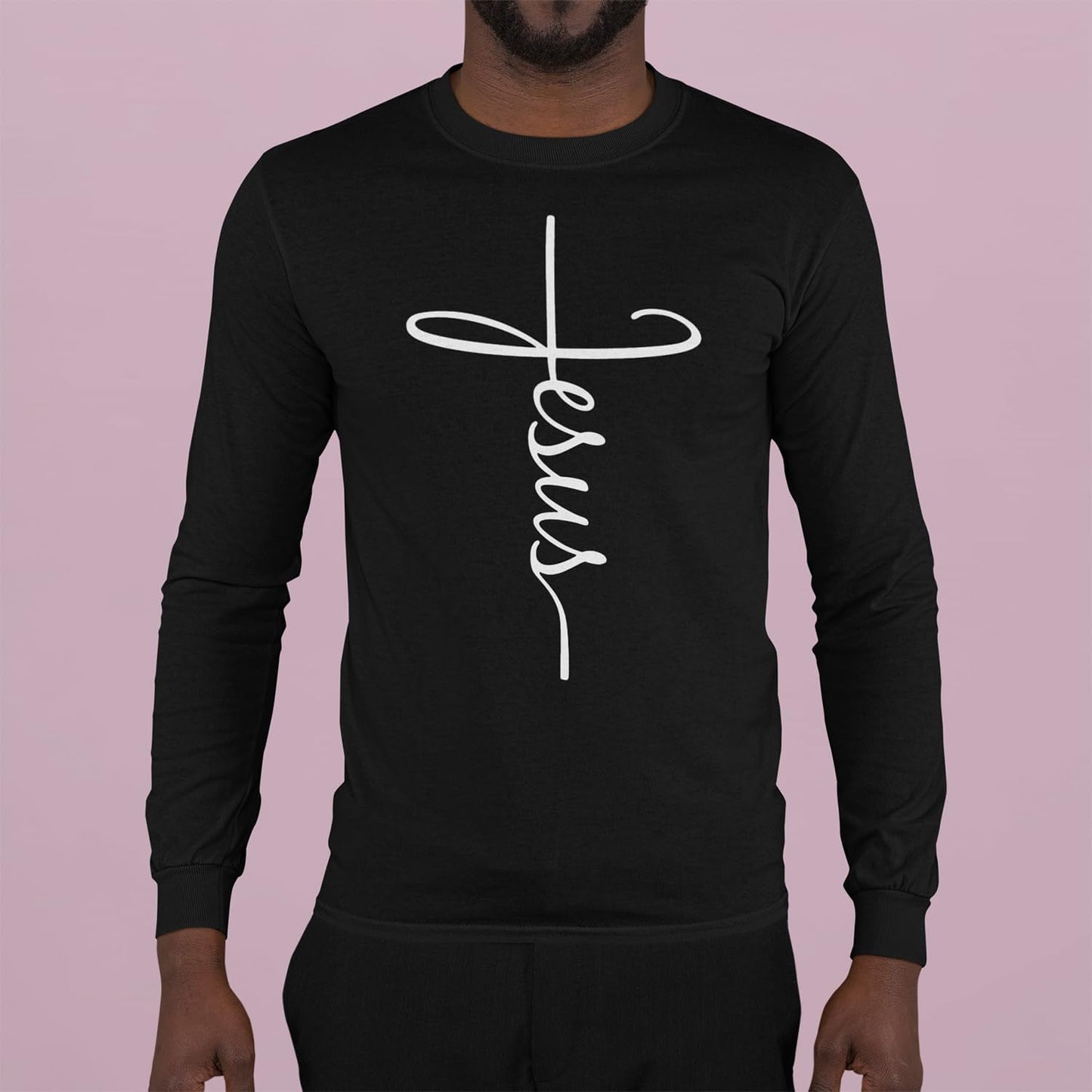 Jesus Cross Script Long Sleeve Shirt