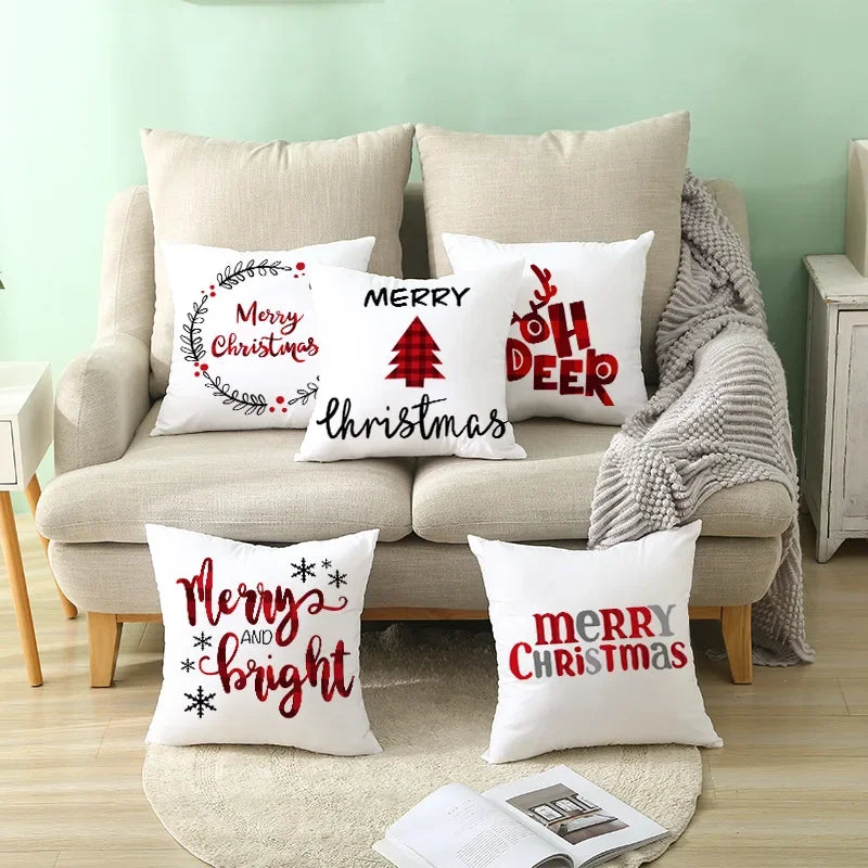 45Cm Christmas Cushion Cover Pillowcase 2025 Christmas Decorations for Home Ornament Xmas New Year Christmas Decor 2026 Noel