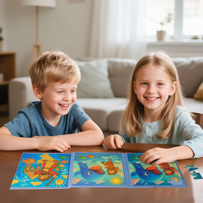 Magnetic Puzzles for Kids Ages 3 4 5 6, TWO-20 Piece Mermaid Wooden Jigsaw Puzzles Book for Toddlers,Travel Games and Travel Toys for 3 4 5 6 Year Olds Boys and Girls