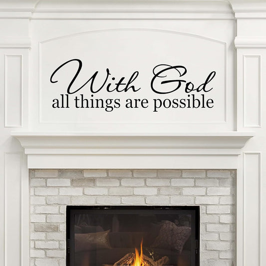 With God All Things Are Possible Wall Decal | Christian Wall Decor | Christian Wall Decal | Made in America | Black