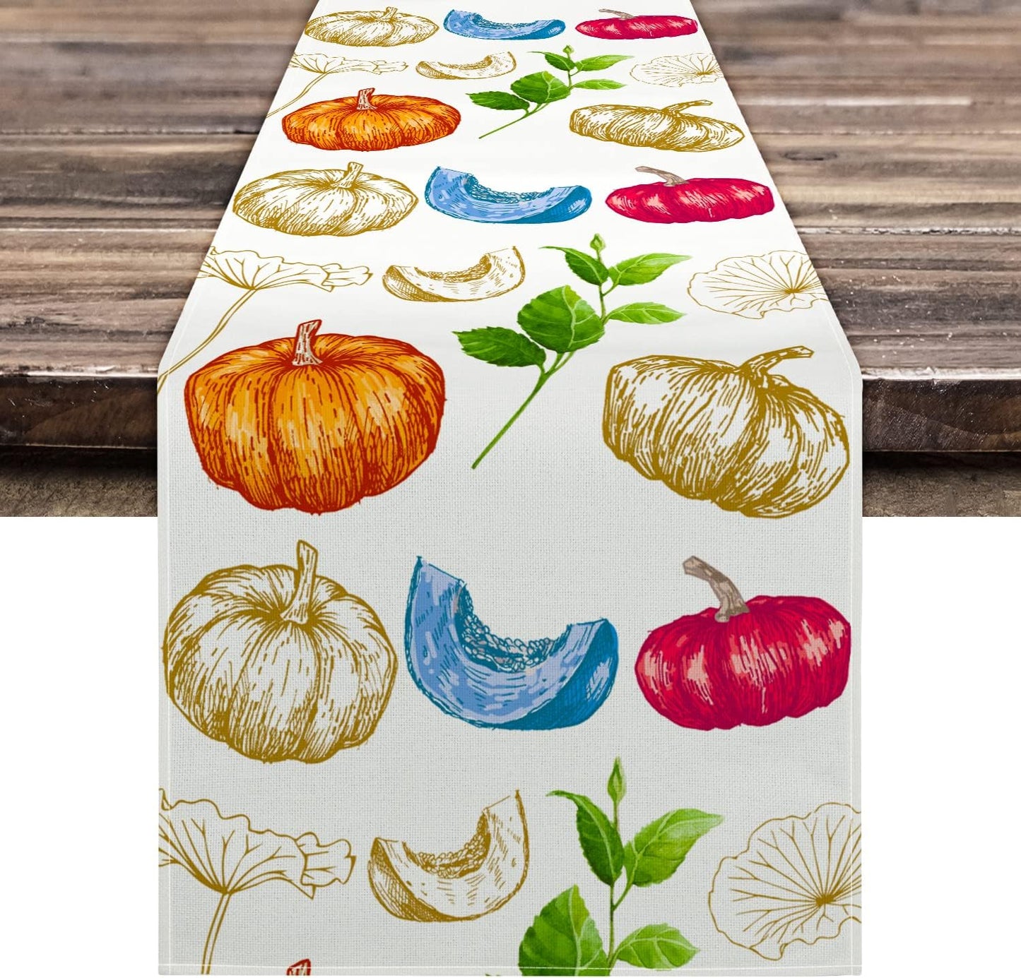 Thanksgiving Runner for Table, Thanksgiving Table Runner Blue Pumpkin Decor Thanksgiving Table Decor for Kitchen Dining Indoor Outdoor Activities (13" X 36")