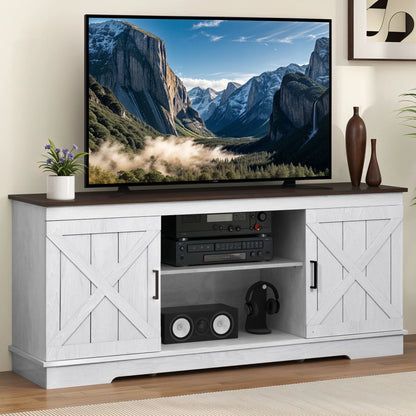 Farmhouse TV Stand for 65 Inch TV, Entertainment Center for Living Room, TV Media Console Cabinet, Grey Wash