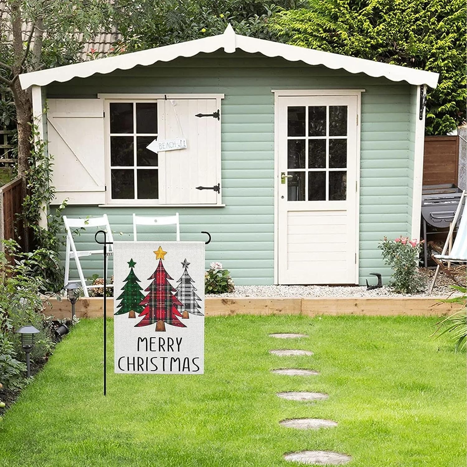 4 Pcs Garden Flags 12X18 Double Sided Seasonal Halloween Fall Thanksgiving Christmas Garden Yard Flags Signs Set for outside Decorations