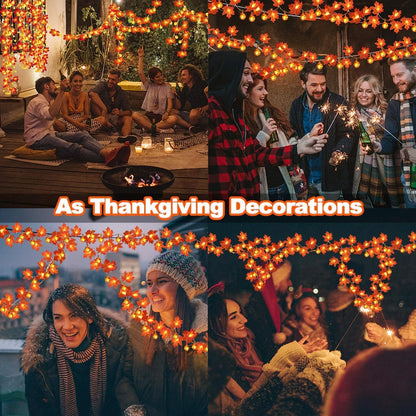 "Thanksgiving String Lights, Thanksgiving Pumpkin Lights Decorations Maple Fall String Lights,  3 Pack Thanksgiving Fall Lights 30 Ft 60 Led Waterproof"