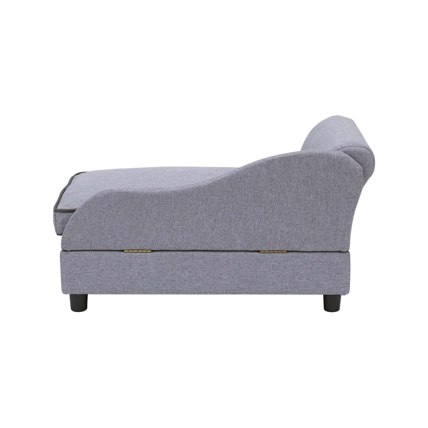 Ivan Chaise Lounge Dog Bed with Storage for Pets up to 66 Lbs, Gray