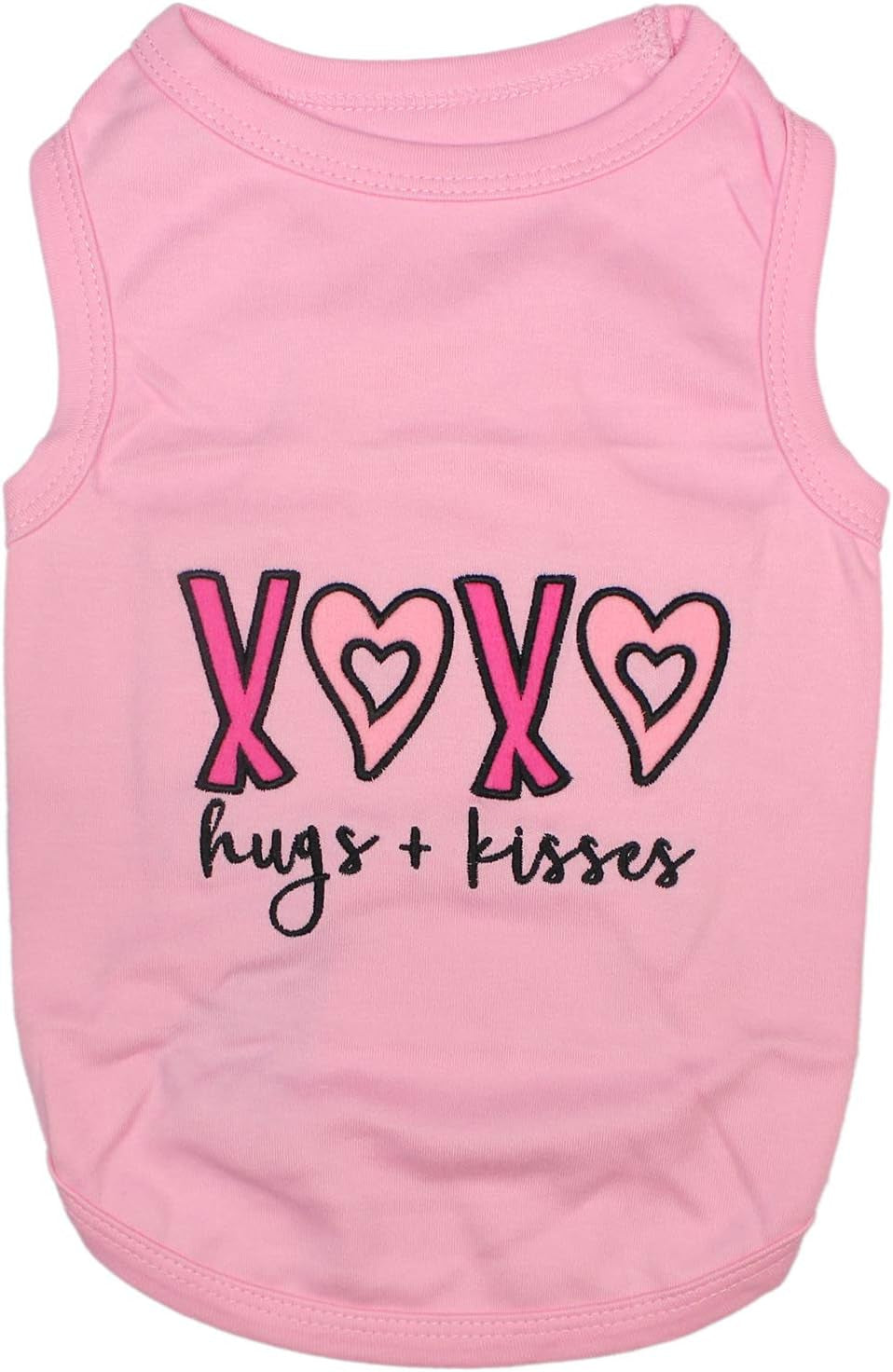 Dog Tshirt - Embroidered “ XOXO “ Dog Shirt - 100% Cotton, Lightweight Puppy Clothes Female - Sleeveless Dog Tank Top - Pink Dog Tee Shirts - Dog Shirts for Small Dogs Girl - S