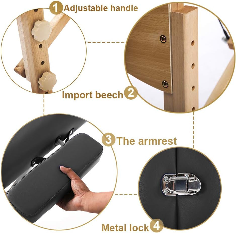 Massage Bed Portable Massage Table 24 Inch Wide Lash Bed Height Adjustable 2 Folding Spa Table with Non-Woven Bag for Spa Footmassage Facial Carespa Tattoo