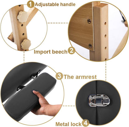 Massage Bed Portable Massage Table 24 Inch Wide Lash Bed Height Adjustable 2 Folding Spa Table with Non-Woven Bag for Spa Footmassage Facial Carespa Tattoo