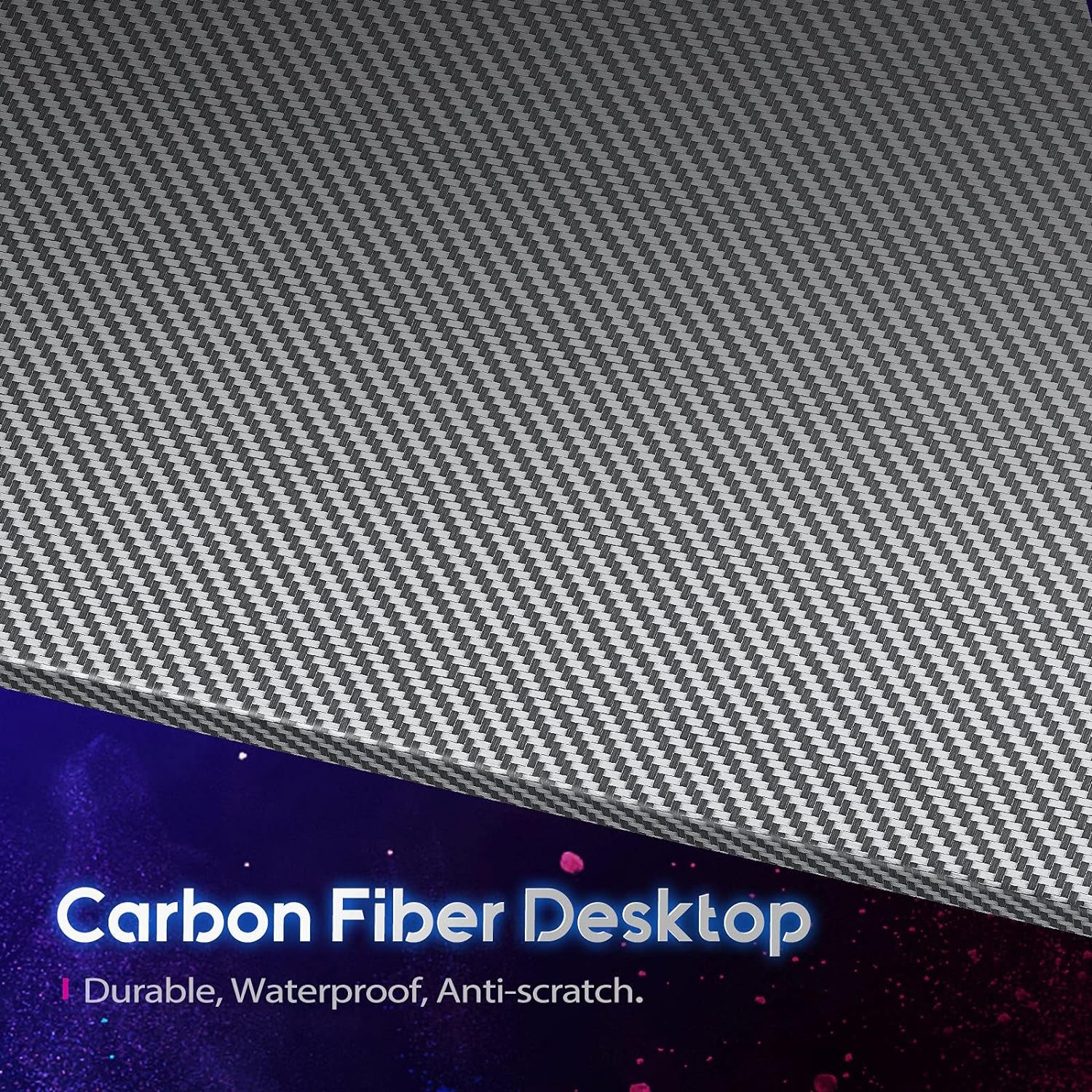 L Shaped Gaming Desk, 66 Inch Gaming Table with Carbon Fiber Texture, Corner Gaming Desk with Monitor Shelf, Cup Holder & Headphone Hook, PC Computer Desk for Gamer, Black