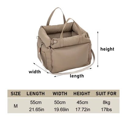 Dropshipping Luxury Faux Leather Dog Car Seat Booster Bed Pet Car Seat Bed with Safety Buckle Luxury Dog Beds Pet Car Seat