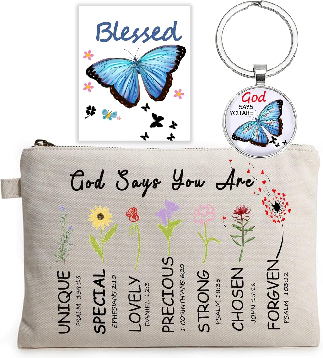 God Says You Are Cosmetic Bag, Christian Butterfly Gift, Christian Makeup Bag, Inspirational Christian Gift, Religious Gift, Affirmation Inspirational Cosmetic Bag for Girl Friend Christian Women Wife