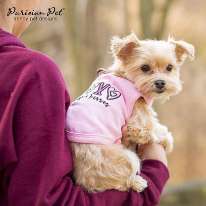 Dog Tshirt - Embroidered “ XOXO “ Dog Shirt - 100% Cotton, Lightweight Puppy Clothes Female - Sleeveless Dog Tank Top - Pink Dog Tee Shirts - Dog Shirts for Small Dogs Girl - S