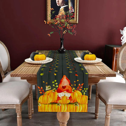 Thanksgiving Table Runner, Fall Table Runner Thanksgiving Decorations Gnome Pumpkin Thanksgiving Table Decorations for Indoor Outdoor Thanksgiving Party Dining Table Decor (13" X 90")