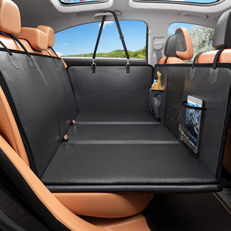 100% Waterproof PU Leather Dog Car Seat Cover for Back Seat with Hard Bottom Pet Backseat Cover Vehicle-Mounted Doghouse