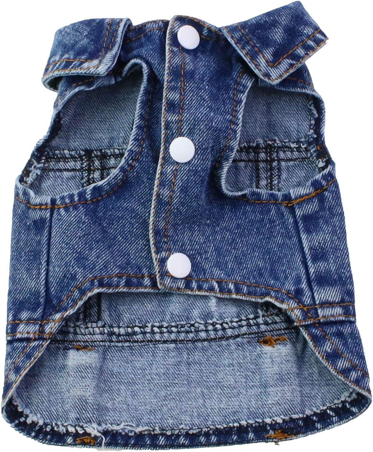Vintage Washed Denim Dog Jeans Jacket - Cool Puppy Lapel Vests for Small & Medium Dogs & Cats