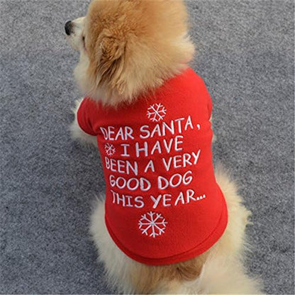 Christmas Dog Clothes Printed Puppy Shirts Pet Santa Costume Holiday Dog Outfits Breathable Pet Apparels for Dogs Cats Pets Halloween Christmas Holiday Cosplay（Dear Santa,S）