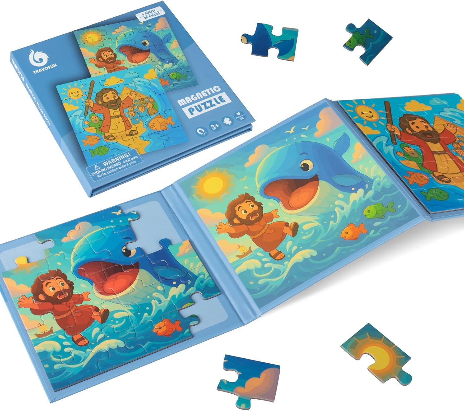 Magnetic Puzzles for Kids Ages 3 4 5 6, TWO-20 Piece Mermaid Wooden Jigsaw Puzzles Book for Toddlers,Travel Games and Travel Toys for 3 4 5 6 Year Olds Boys and Girls