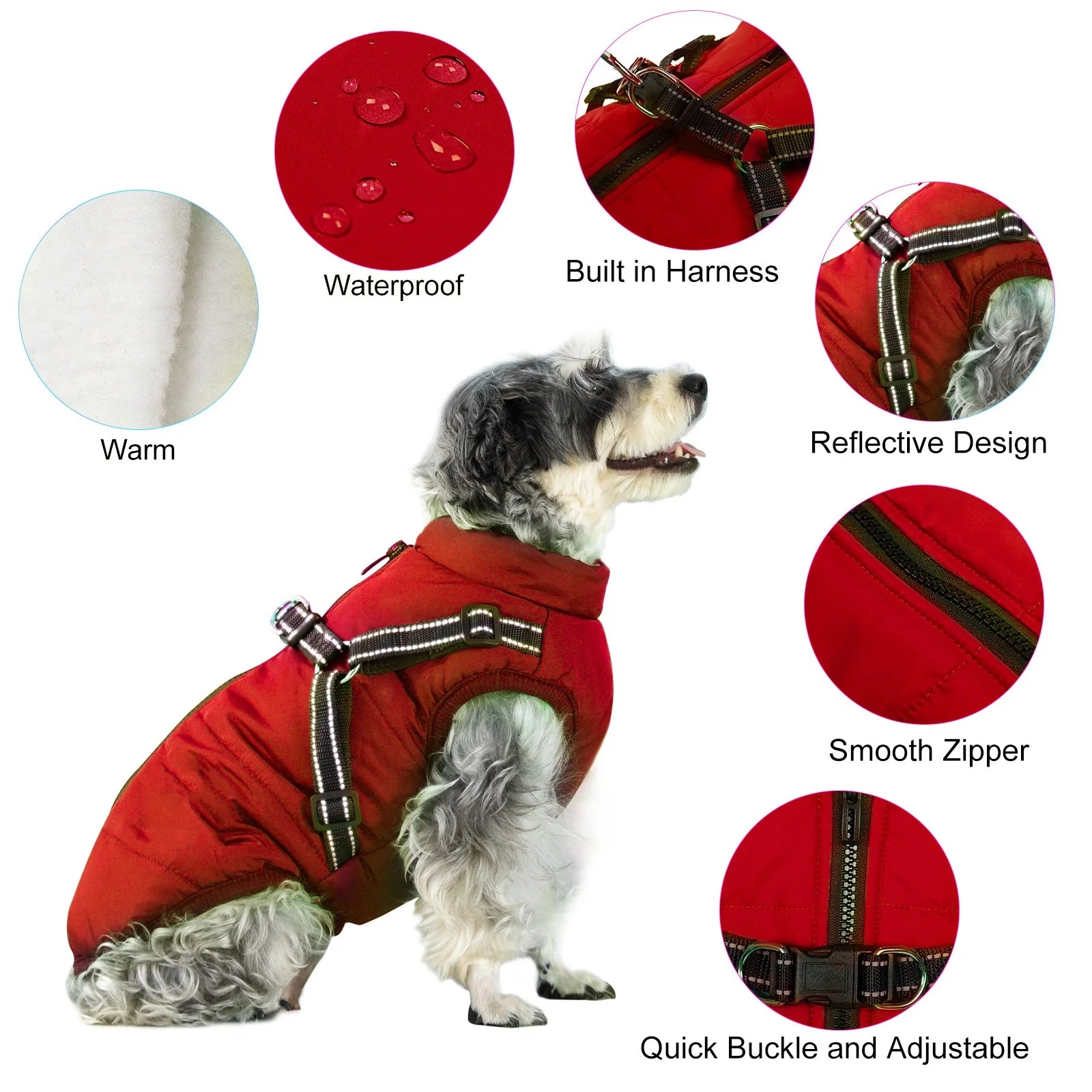 Dog Clothes for Small Dogs Dog Coat Waterproof Winter Jacket Warm Vest Dog Clothes Dog Coat Warm Winter Dog Jacket with Dog Harness for Small Medium Large Dogs