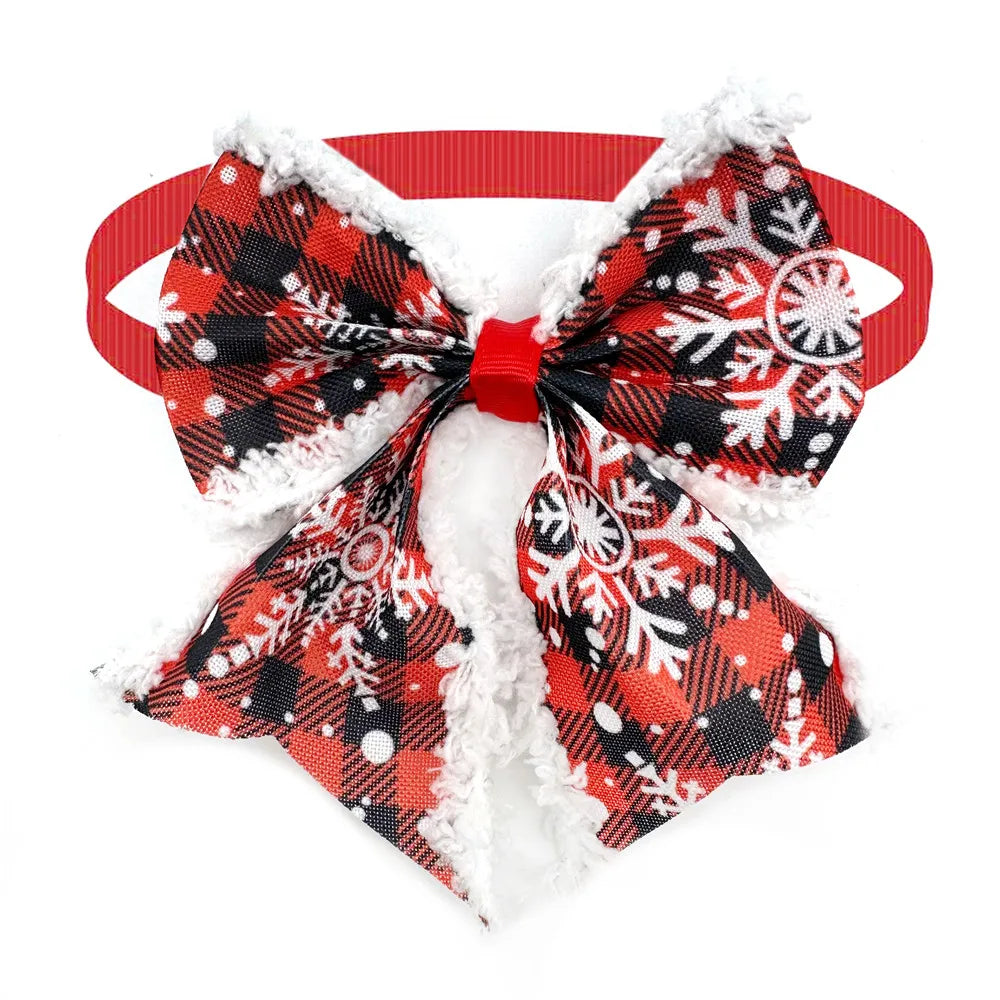 50Pcs Pet Supplies Christmas Dog Pets Bowties Plush Bows Adjustable Pets Supplies Dog Grooming Product Dog Bow Tie Neckties