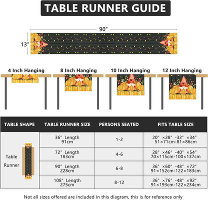 Thanksgiving Table Runner, Fall Table Runner Thanksgiving Decorations Gnome Pumpkin Thanksgiving Table Decorations for Indoor Outdoor Thanksgiving Party Dining Table Decor (13" X 90")