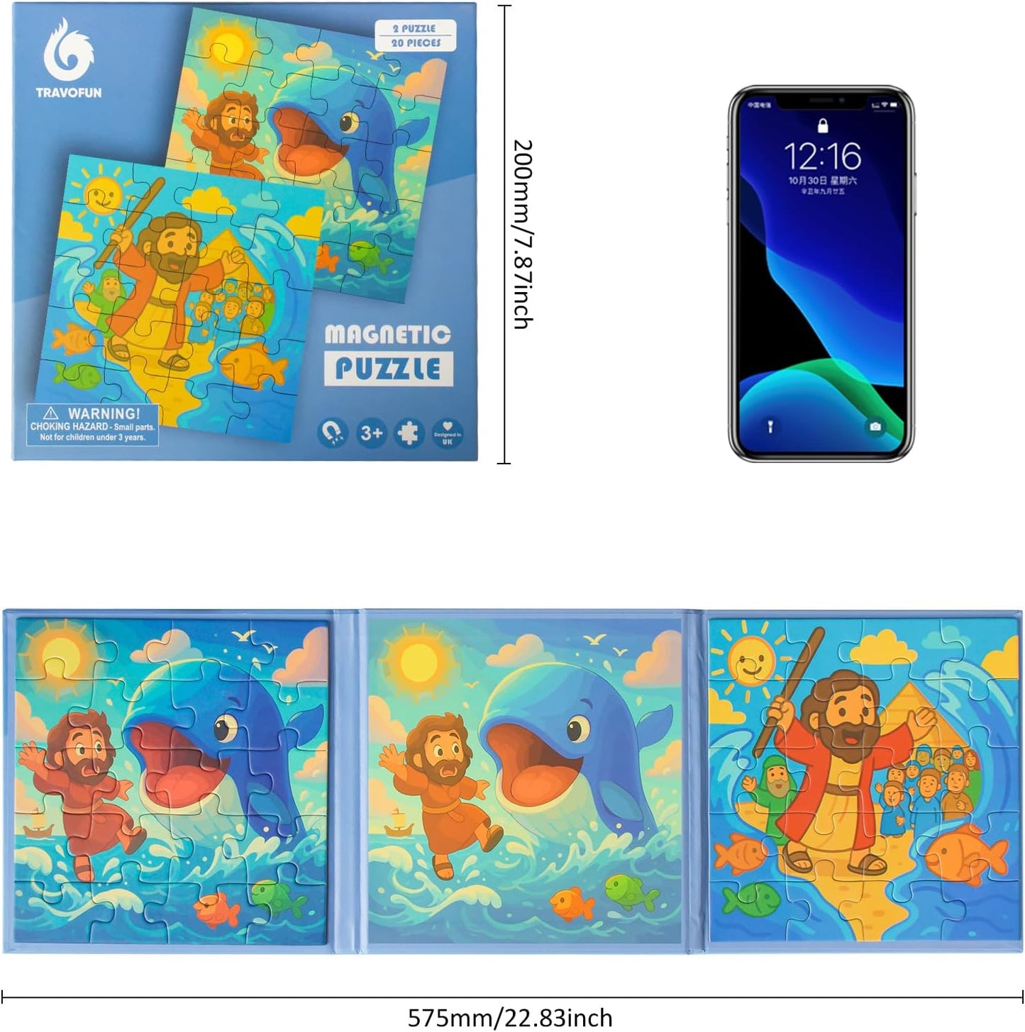 Magnetic Puzzles for Kids Ages 3 4 5 6, TWO-20 Piece Mermaid Wooden Jigsaw Puzzles Book for Toddlers,Travel Games and Travel Toys for 3 4 5 6 Year Olds Boys and Girls