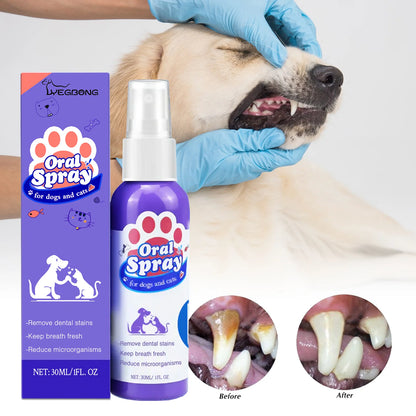 Pet Teeth Cleaning Spray for Stain Removal and Fresh Breath Oral Care for Dogs and Cats