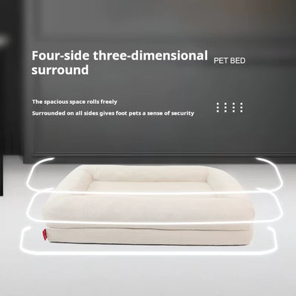 Orthopedic Memory Foam Dog Bed Velvet Pet Mat Thick Warm Breathable Waterproof Non-Slip Removable Cover Featuring Animal Pattern