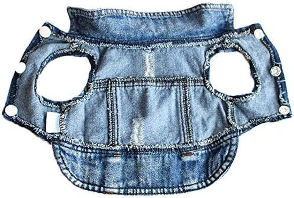 Dog Jean Jacket, Blue Puppy Denim T-Shirt, Machine Washable Dog Clothes, Comfort and Cool Apparel, for Small Medium Dogs Pets and Cats (Small, Blue Type 1)
