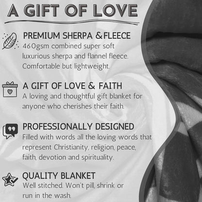 Christian Blanket Religious Gifts for Women - Men, Pastor, Wife, Friends, Family, Teens. Thoughtful Positive Uplifting Caring, Hope, Faith Blanket Gifts for Christmas, Birthday (Gray, Sherpa)