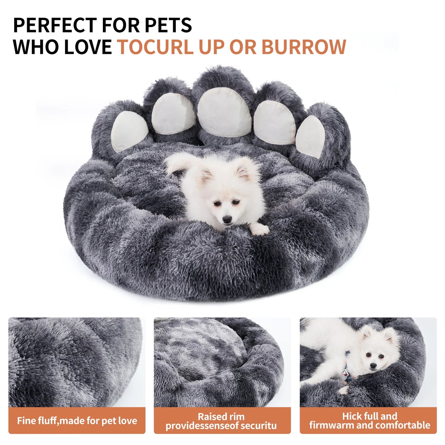 Cute Bear Paw Plush Pet Bed